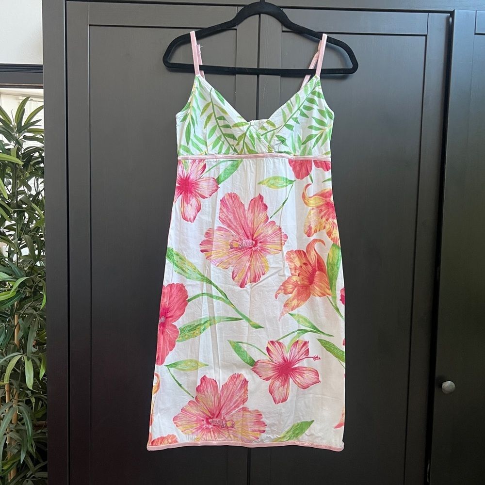 Spiegel Hibiscus Tropical Floral Cotton Dress Size 10